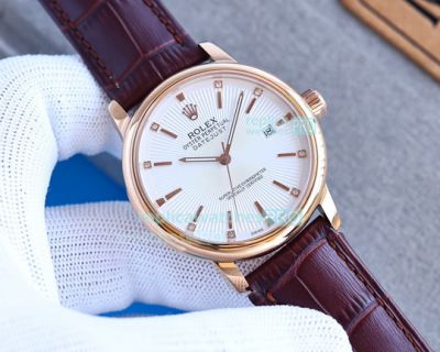 Fake Rolex Datejust White Dial Rose Gold Case Watch 40mm 